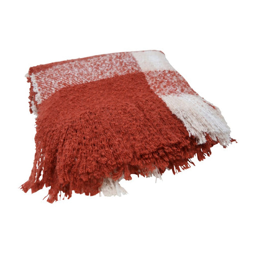 Jeté carreaux blancs/rouges