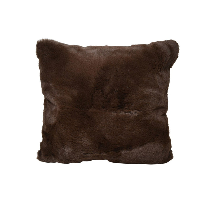Coussin faux lapin brun