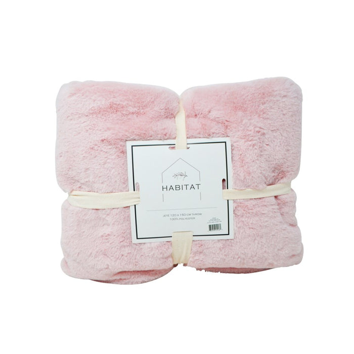 Jeté faux lapin rose