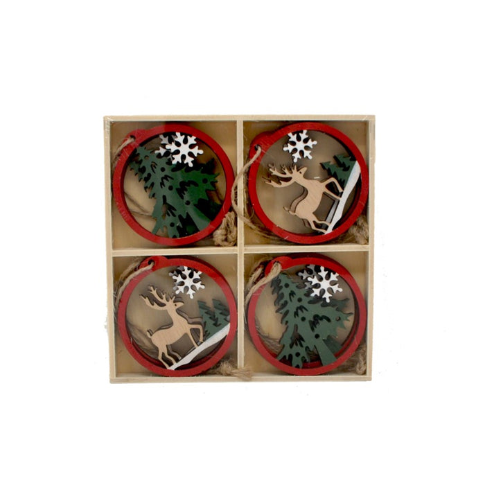 Ensemble de 8 ornements cerf/sapin