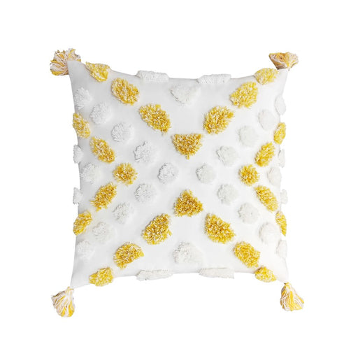 Coussin texturé ocre/blanc