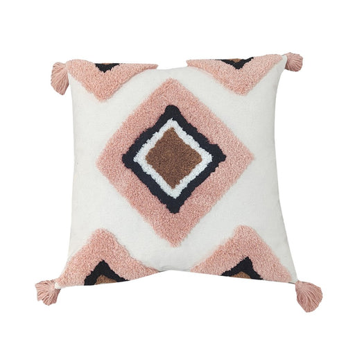 Coussin texturé losange rose