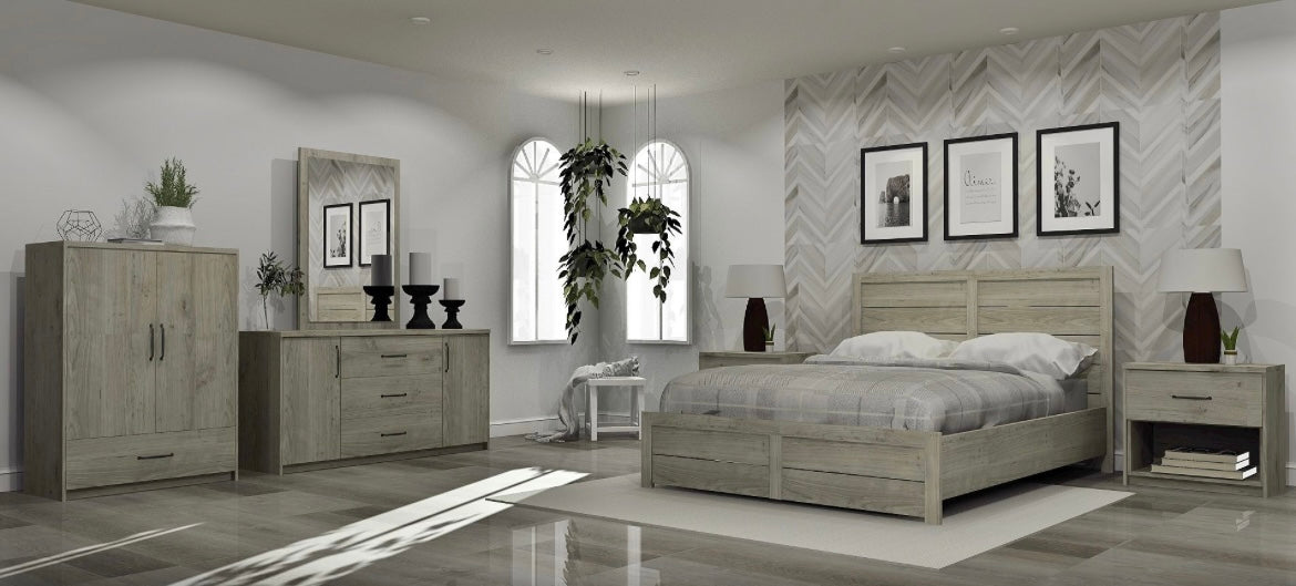 Ensemble chambre à coucher 8 morceaux MEQ 9248 grisaille