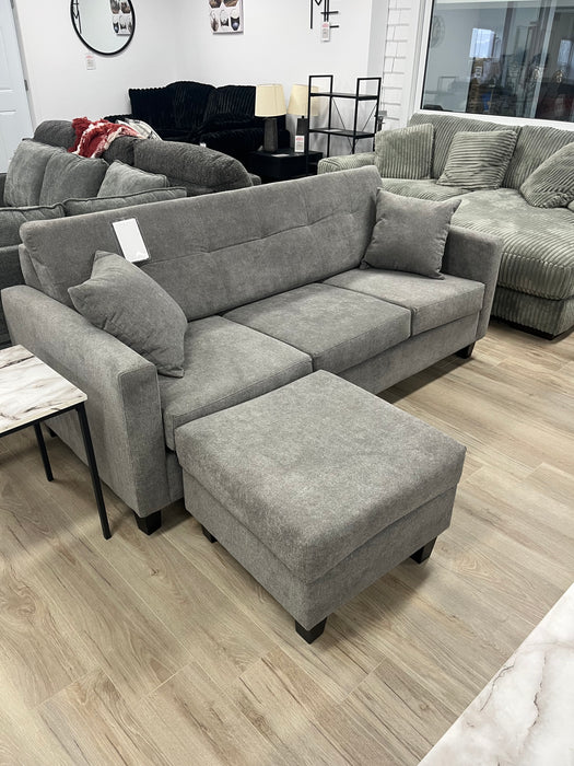 Sofa fixe avec ottoman Edgewood gris pâle