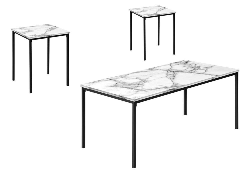 Ensemble table de salon 3 pcs Monarch faux marbre et métal noir I7892P