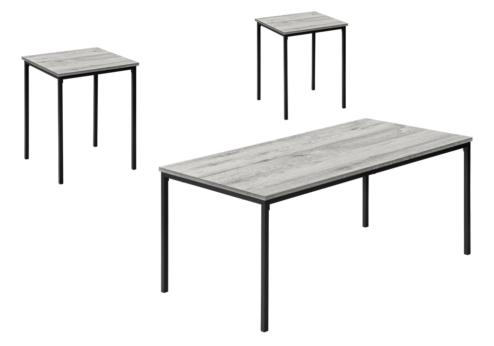 Ensemble table de salon 3 pcs Monarch grise avec métal noir