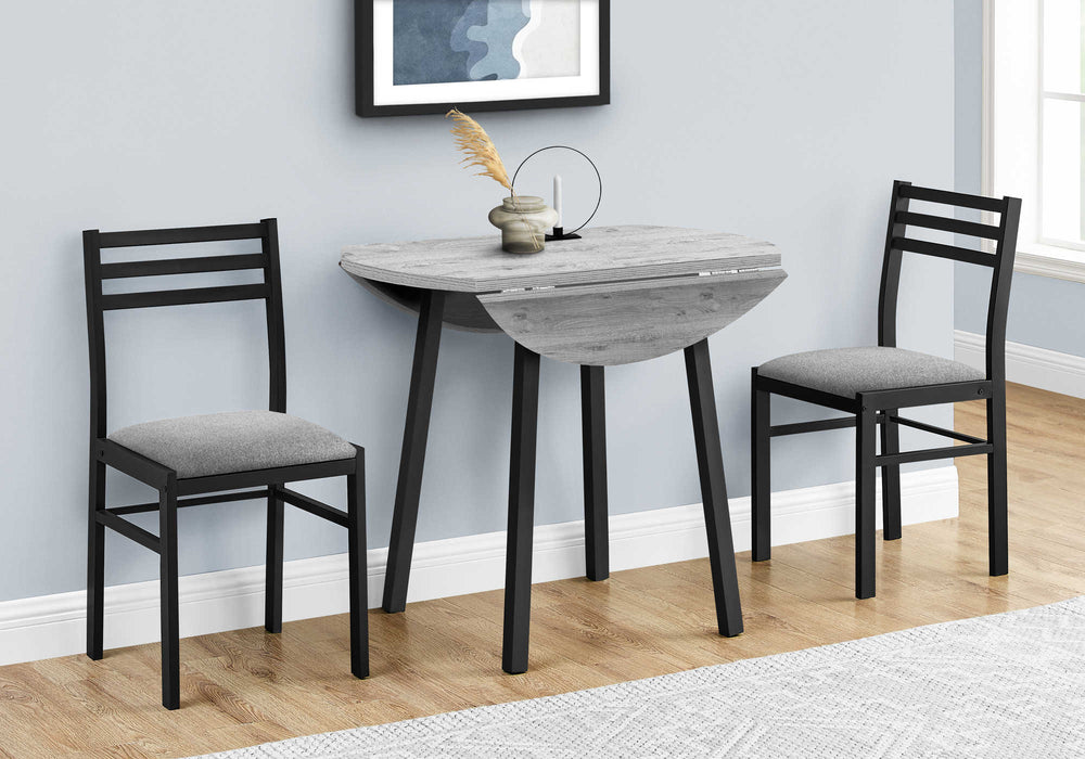 Ensemble salle à manger – 3pcs, dessus gris, métal noir Monarch I1007