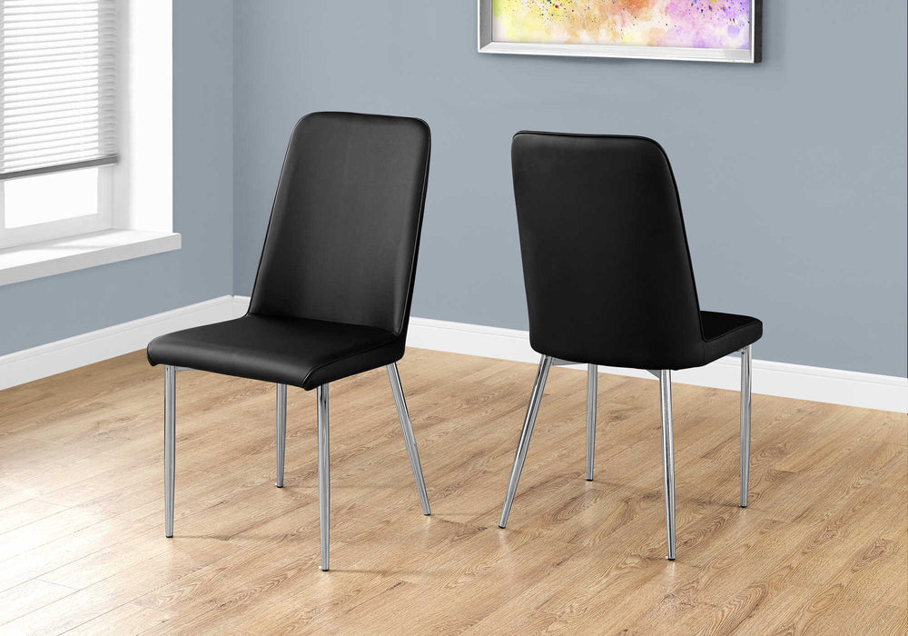 Chaise – 2pcs, 37"H, similicuir noir, chrome Monarch I1034