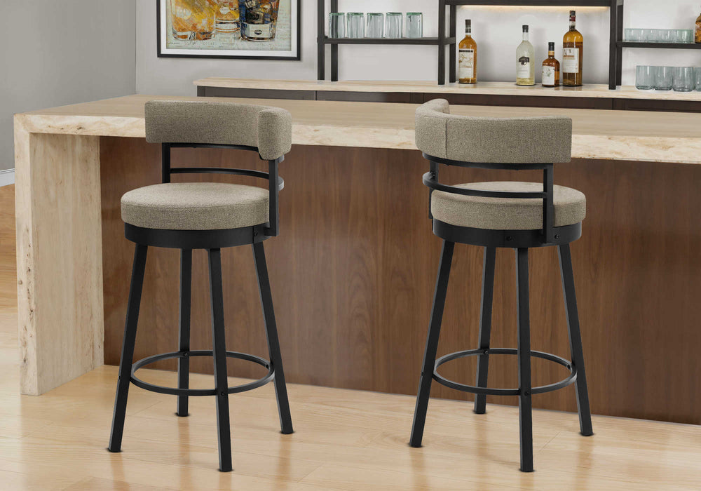 Tabouret de bar – 2pcs, 39"H bar, pivotant, tissu beige Monarch I2304