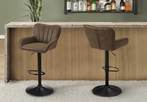 Tabouret de bar – 2pcs, PU brun, noir hauteur réglable Monarch I2329