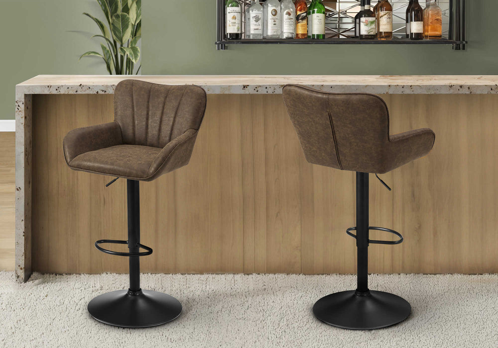 Tabouret de bar – 2pcs, PU brun, noir hauteur réglable Monarch I2329