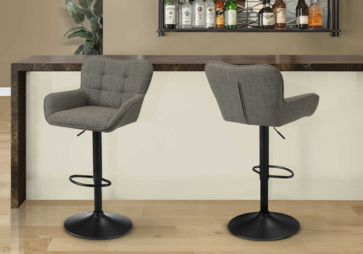 Tabouret de bar – 2pcs, tissu taupe, noir hauteur réglable Monarch I2331