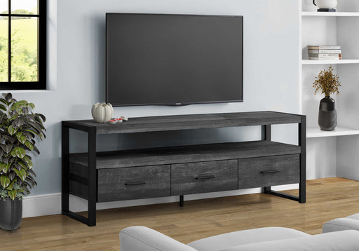 Meuble TV – 60"L, faux bois noir, 3 tiroirs Monarch I2823