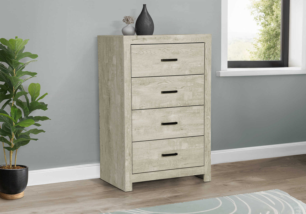 Commode 4 tiroirs, chêne blanchi (chambre à coucher) Monarch I5204