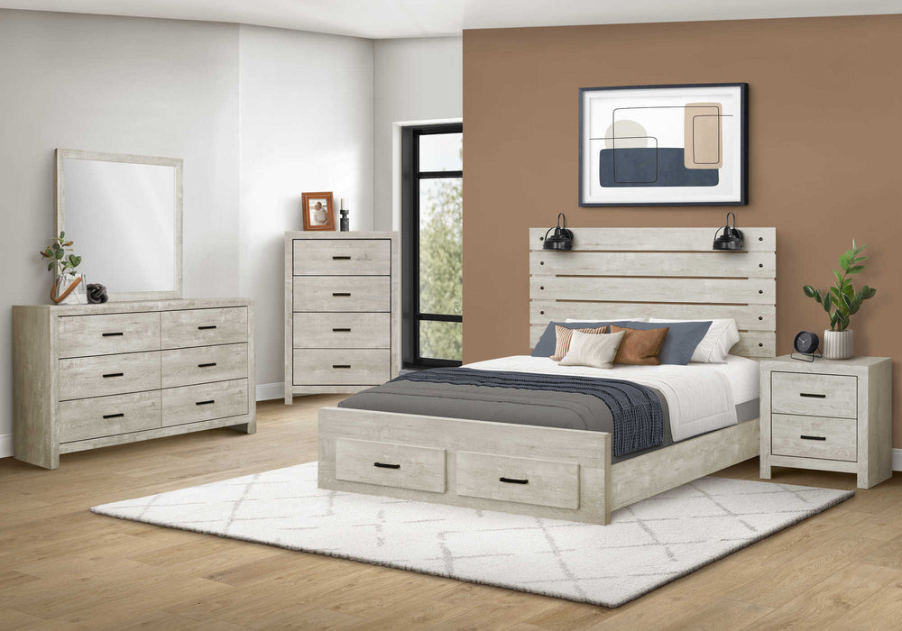Lit queen, chêne blanchi, USB (chambre à coucher) Monarch I5212Q