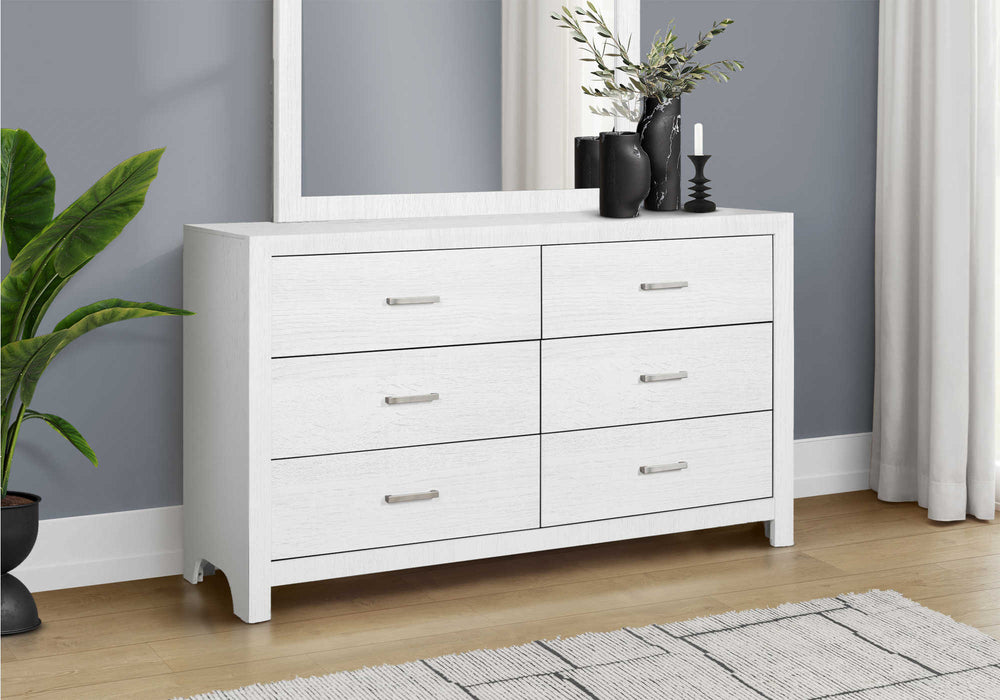 Commode 6 tiroirs, chêne blanc (chambre à coucher) Monarch I5226