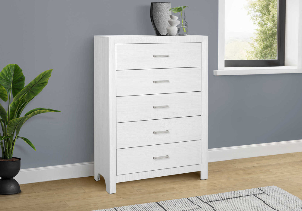 Commode 5 tiroirs, chêne blanc (chambre à coucher) Monarch I5229