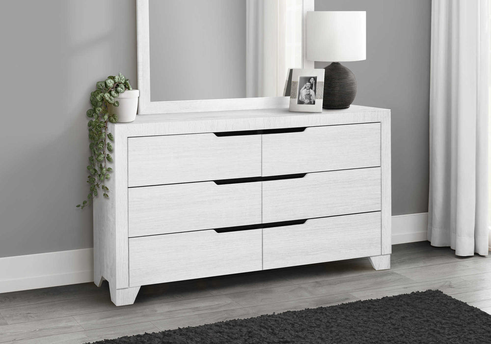Commode 6 tiroirs, blanche (chambre à coucher) Monarch I5241