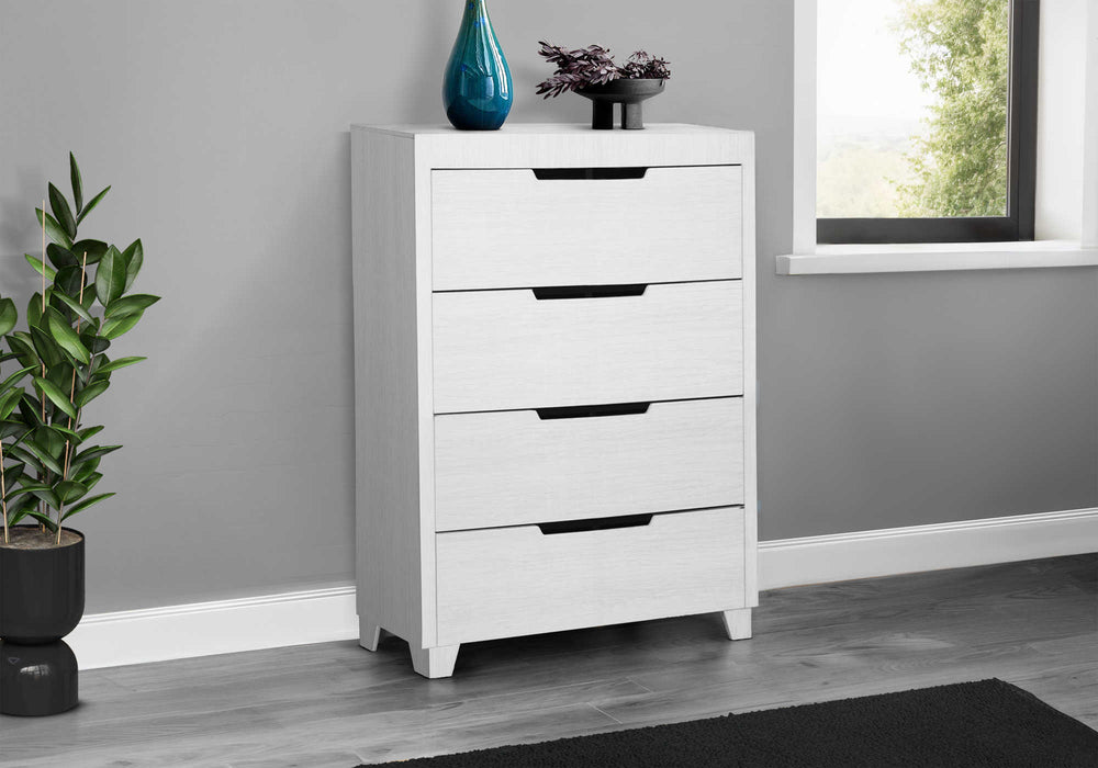 Commode 4 tiroirs, blanche (chambre à coucher) Monarch I5244