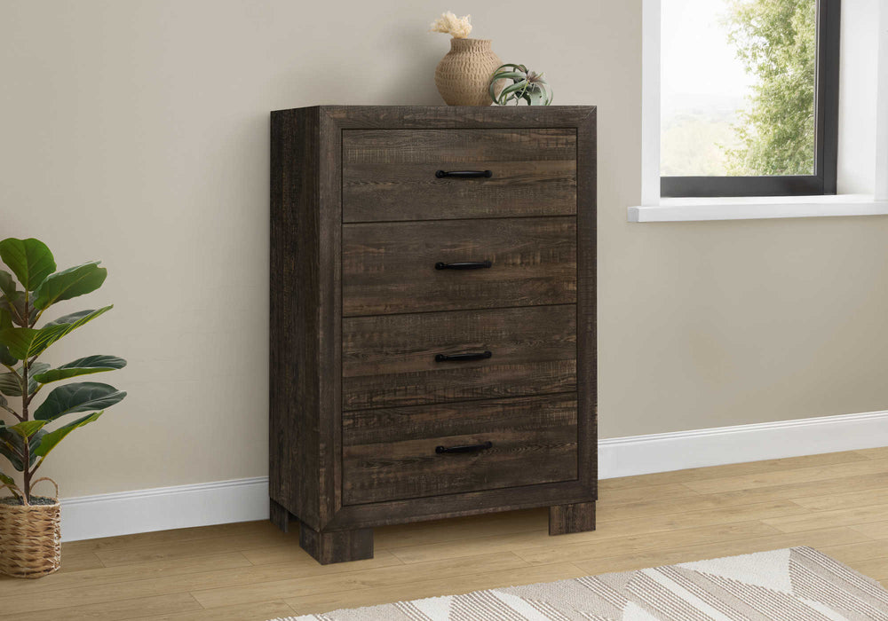 Commode 4 tiroirs, chêne rustique (chambre à coucher) Monarch I5274