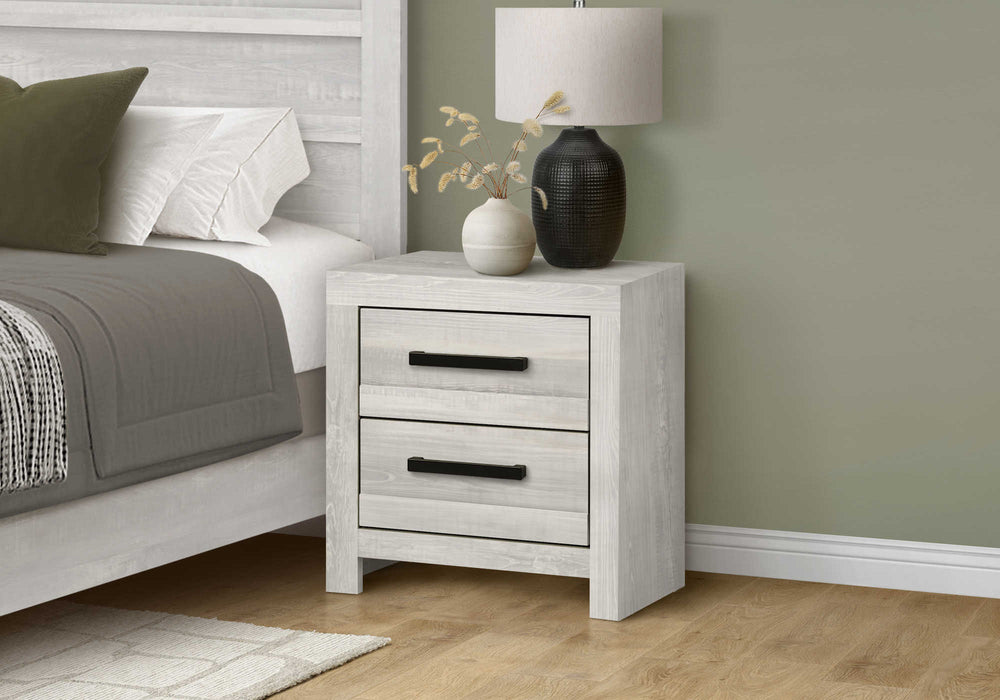 Table de chevet 2 tiroirs, bois gris (chambre à coucher) Monarch I5283