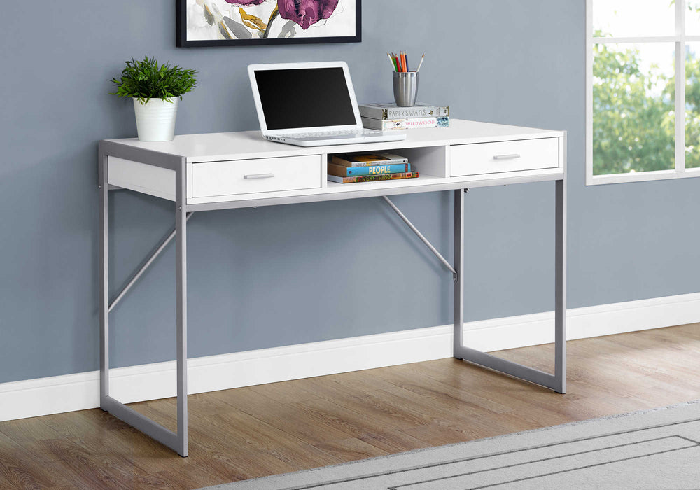 Bureau – 48"L, blanc, métal argent Monarch I7364
