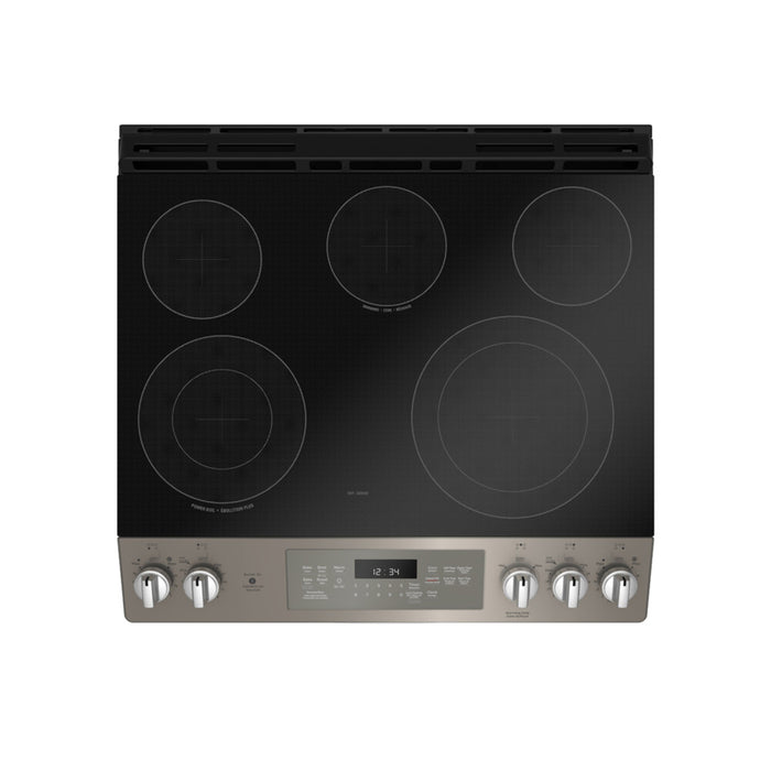 Cuisinière électrique encastrée GE  avec commandes à l'avant et tiroir de rangement ardoise - JCS840EMES