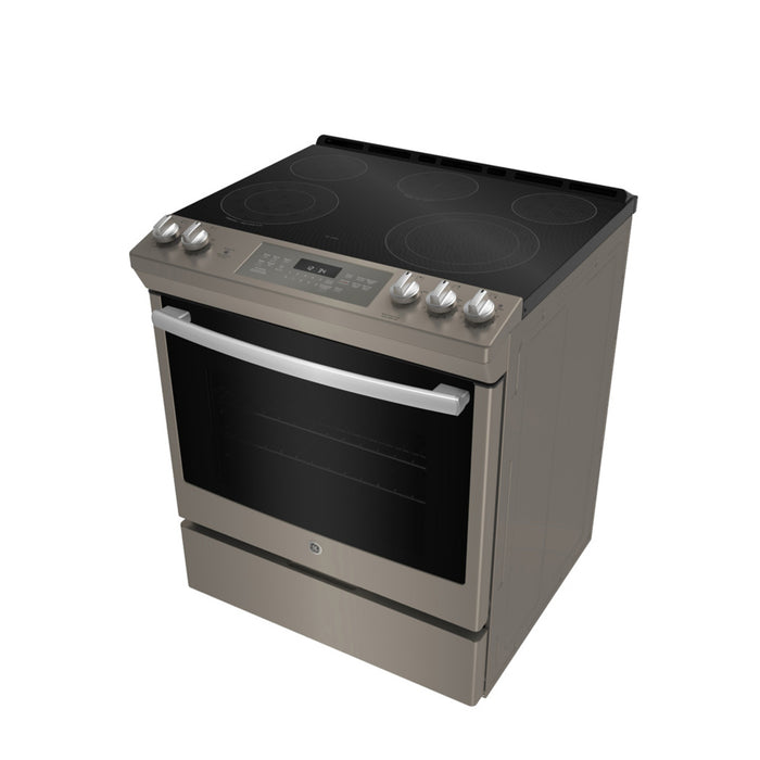 Cuisinière électrique encastrée GE  avec commandes à l'avant et tiroir de rangement ardoise - JCS840EMES