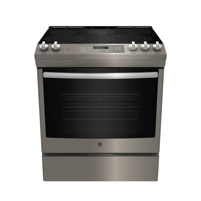 Cuisinière électrique encastrée GE  avec commandes à l'avant et tiroir de rangement ardoise - JCS840EMES