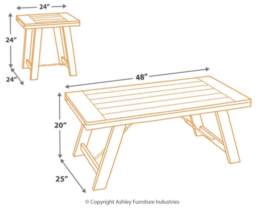 Table de salon Ashley Noorbrook 3pcs - T351-13